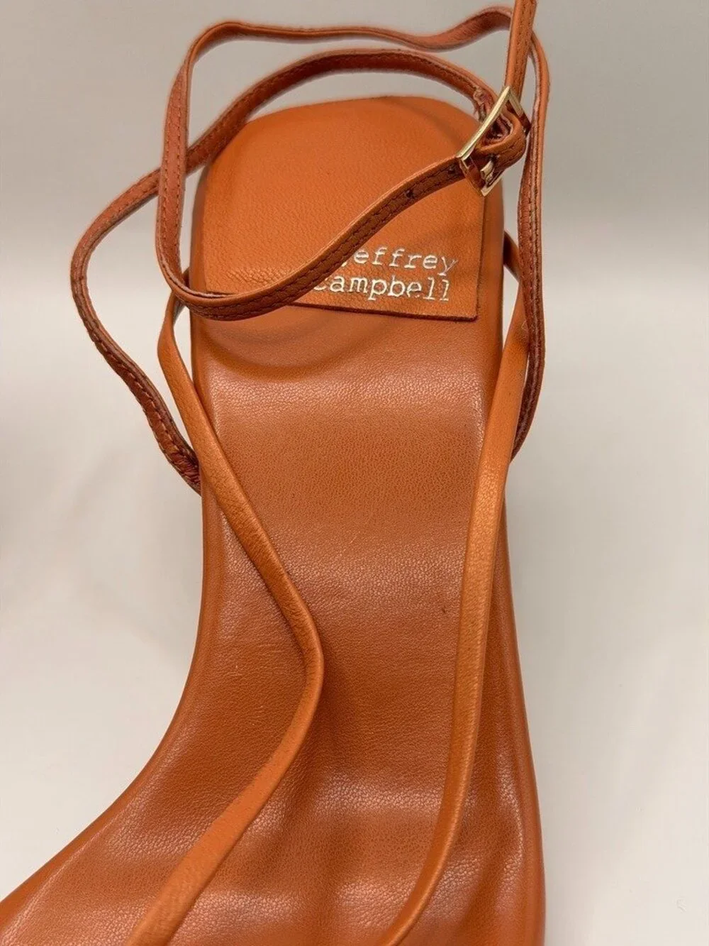 Jeffrey Campbell Women Fluxx Leather Burnt Orange Heel Sandal Sz 9.5